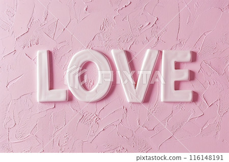 Letters LOVE on a pink background, Happy Valentines day card Letters LOVE on a pink background, Happy Valentines day card 116148191