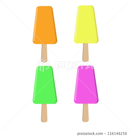 Set of 4 ice creams on a stick of different colors Set of 4 ice creams on a stick of different colors 116148258