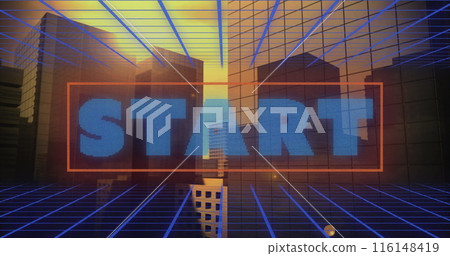 Image of start text over digital cityscape 116148419