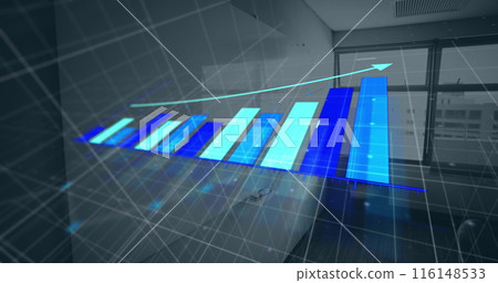 Image of bar graph representing growth over blank whiteboard mounted on wall in office Image of bar graph representing growth over blank whiteboard mounted on wall in office 116148533