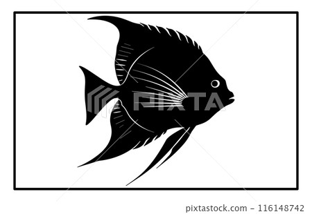 Archer Fish Isolated On White Background. Archerfish unique silhouette design illustration. 116148742