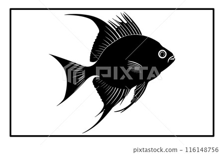 Archer Fish Isolated On White Background. Archerfish unique silhouette design illustration. Archer Fish Isolated On White Background. Archerfish unique silhouette design illustration. 116148756