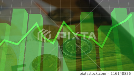 Image of data processing over coins Image of data processing over coins 116148826