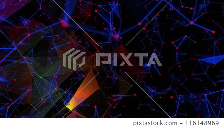 Digital image of network of connections and plexus networks floating against black background 116148969
