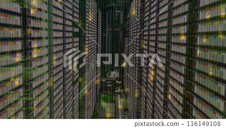 Image of data processing over server room 116149108
