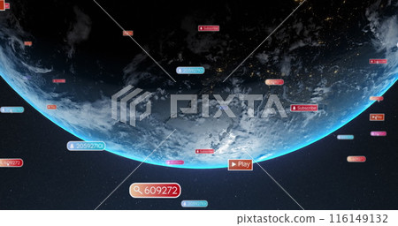Image of social media icons over data processing Image of social media icons over data processing 116149132