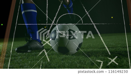 Image of networks of connections over football player 116149230