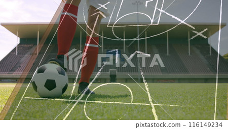 Image of networks of connections over football player 116149234
