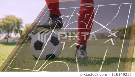Image of game plan over football player and ball 116149235