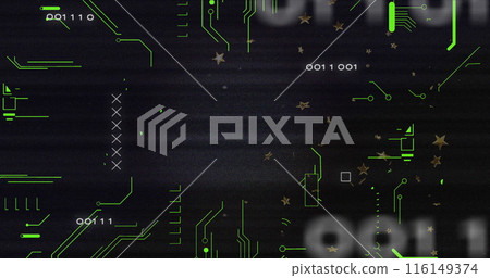 Image of glitch technique over x mark, binary code, circuit board pattern over black background Image of glitch technique over x mark, binary code, circuit board pattern over black background 116149374