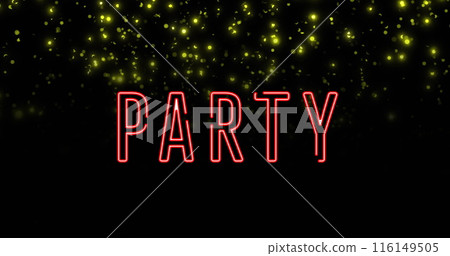Image of party text over flashing yellow lights 116149505