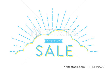 Hand-drawn illustration of cumulonimbus cloud with the words Summer SALE - Simple and stylish summer sale POP 116149572