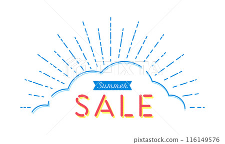 Hand-drawn illustration of cumulonimbus cloud with the words Summer SALE - Simple and stylish summer sale POP Hand-drawn illustration of cumulonimbus cloud with the words Summer SALE - Simple and stylish summer sale POP 116149576