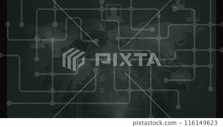 Image of shapes moving over data processing Image of shapes moving over data processing 116149623