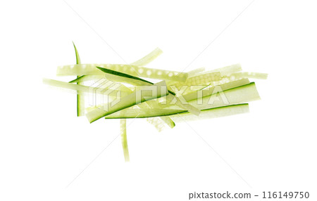 Cucumber cut isolated, cucumber slices macro, green vegetable cuts for salad isolated, healthy fresh pieces Cucumber cut isolated, cucumber slices macro, green vegetable cuts for salad isolated, healthy fresh pieces 116149750