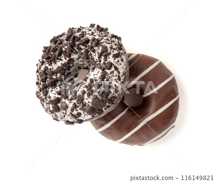 Chocolate Doughnuts Isolated, Brown Donuts 116149821
