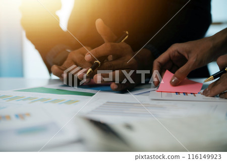 Fund managers team consultation and discuss about analysis Investment stock market at office Fund managers team consultation and discuss about analysis Investment stock market at office 116149923