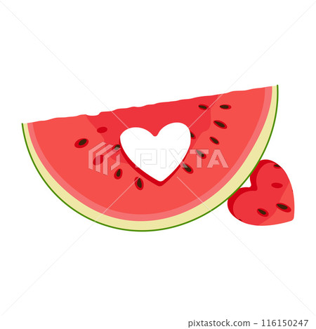 Watermelon slice with heart-shaped hole 116150247
