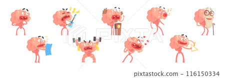 Funny Brain Character Engaged in Different Activity Vector Set Funny Brain Character Engaged in Different Activity Vector Set 116150334