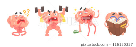 Funny Brain Character Engaged in Different Activity Vector Set Funny Brain Character Engaged in Different Activity Vector Set 116150337