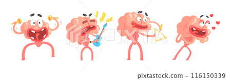 Funny Brain Character Engaged in Different Activity Vector Set Funny Brain Character Engaged in Different Activity Vector Set 116150339