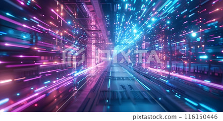 Wallpaper of virtual World in Internet for background, abstract technology concept, realistic illustration 116150446