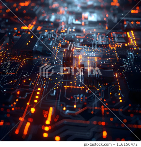 Wallpaper of virtual Micro Chips on digital background, abstract technology concept, realistic illustration Wallpaper of virtual Micro Chips on digital background, abstract technology concept, realistic illustration 116150472