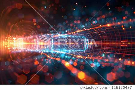 Wallpaper of virtual World in Internet for background, abstract technology concept, realistic illustration 116150487