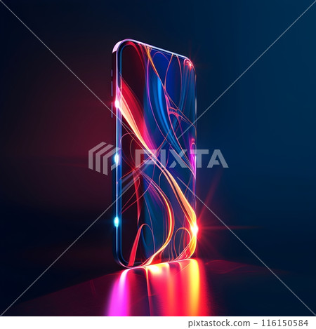 Wallpaper of virtual Mobile Phone on digital background, abstract technology concept, realistic illustration Wallpaper of virtual Mobile Phone on digital background, abstract technology concept, realistic illustration 116150584