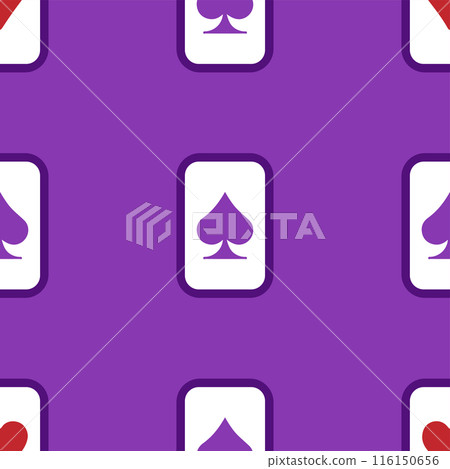 Purple falling playing cards seamless pattern. Poker and Wonderland. 116150656