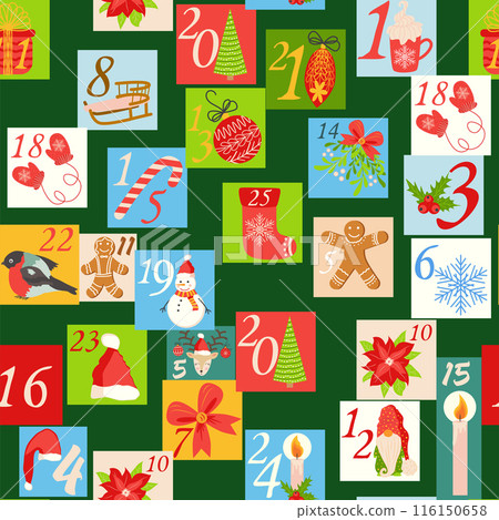 Christmas advent calendar seamless pattern with geometric seamless patterns Christmas advent calendar seamless pattern with geometric seamless patterns 116150658