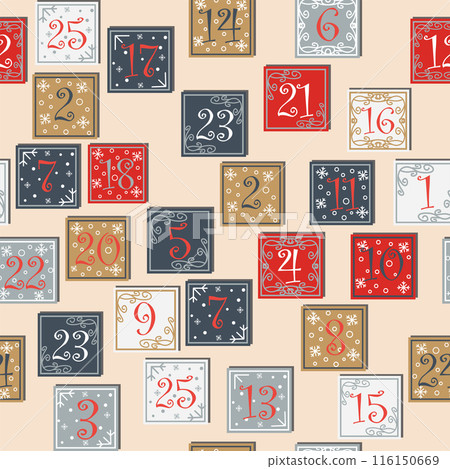Christmas advent calendar seamless pattern with geometric seamless patterns Christmas advent calendar seamless pattern with geometric seamless patterns 116150669