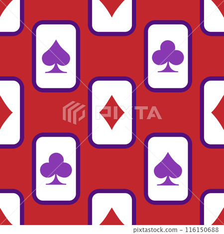 Purple falling playing cards seamless pattern. Poker and Wonderland. 116150688