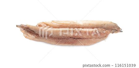 Dutch herring isolated, salted fish meat fillet, traditional maatjes, raw atlantic herring, matias 116151039