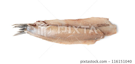 Dutch herring isolated, salted fish meat fillet, traditional maatjes, raw atlantic herring, matias 116151040