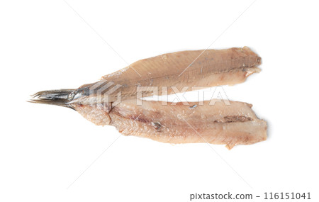 Dutch herring isolated, salted fish meat fillet, traditional maatjes, raw atlantic herring, matias 116151041