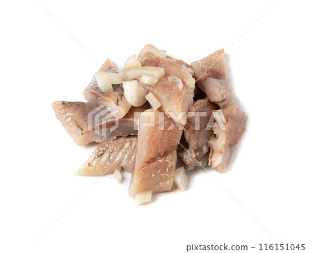 Dutch herring isolated, salted fish meat fillet, traditional maatjes, raw atlantic herring, matias 116151045