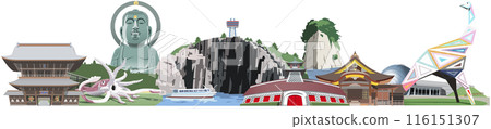 北陸4縣的旅遊景點插畫集 北陸4縣的旅遊景點插畫集 116151307