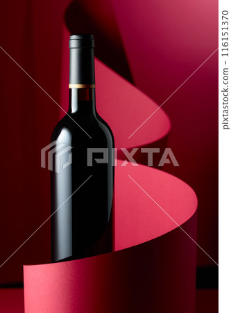 Bottle of red wine. 116151370