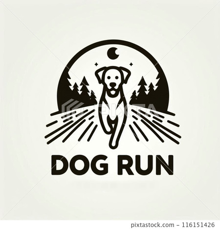 Dog run logo material 116151426