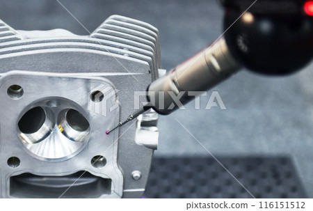 Automatic coordinate measurement machine (CMM) for inspection high precision engine block during working Automatic coordinate measurement machine (CMM) for inspection high precision engine block during working 116151512