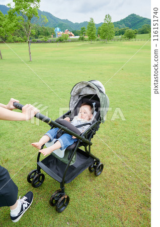 10-month-old baby boy in a stroller 116151740