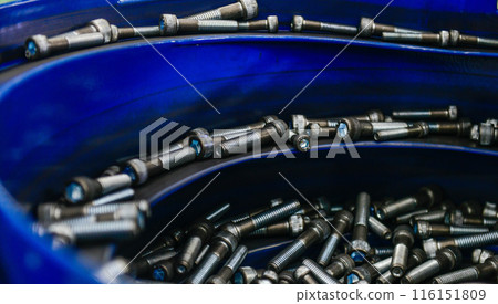 Many small Screw nuts by manufacturing process in factory 116151809