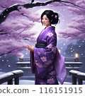 夜晚櫻花下的女人 116151915