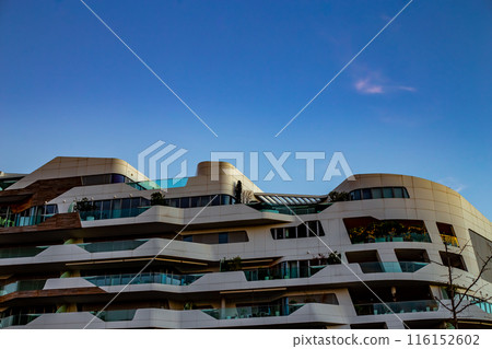 CityLife luxury residential complex in Milan, designed by architect Zaha Hadid. Milan, Italy CityLife luxury residential complex in Milan, designed by architect Zaha Hadid. Milan, Italy 116152602