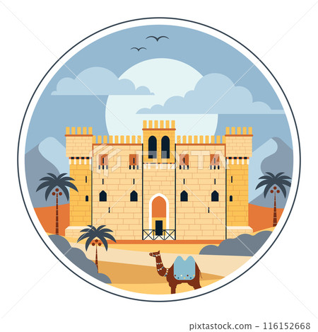 Travel to Egypt Circle Scene with Fortress 116152668