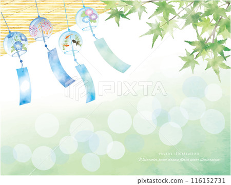 夏日問候插畫,清新的風鈴和雪花蓮 夏日問候插畫,清新的風鈴和雪花蓮 116152731