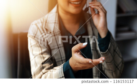 Call center, computer and business with woman in office for customer service, technical support and advice. Technology, contact us and communication with employee operator in help desk agency 116153117