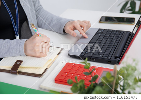 在電腦前工作的女人 116153473