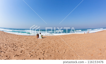 Girl Boy Conversation Sitting Beach Ocean 116153476